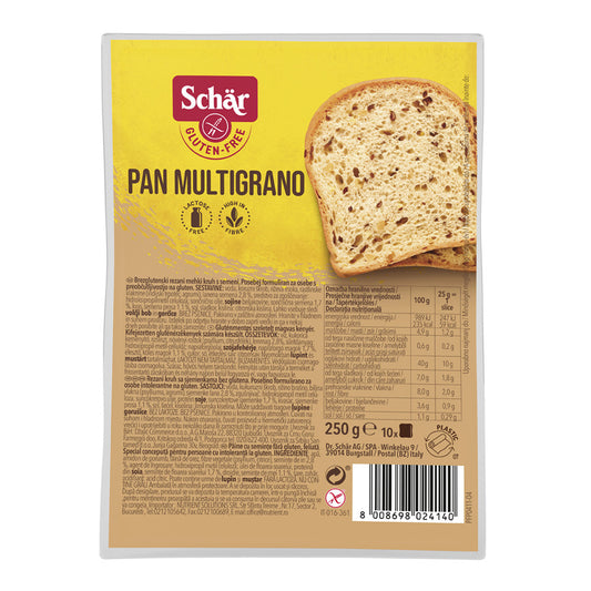 Schar Pan Multigrao Bread 250g, Sliced, Vegan, Gluten-Free