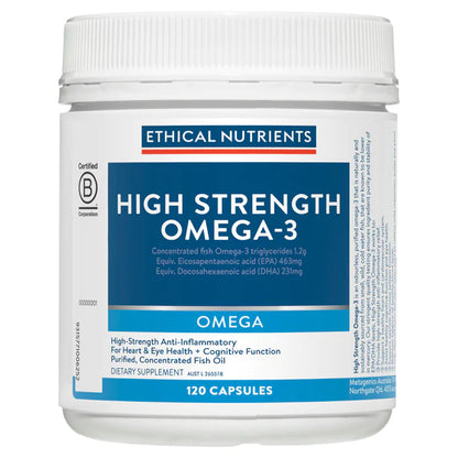 Ethical Nutrients Hi-Strength Omega -3 Fish Oil, 60 Capsules Or 120 Capsules