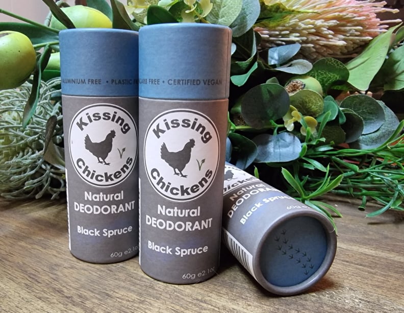 Kissing Chickens Natural Deodorant Tube 60g, Black Spruce Scent