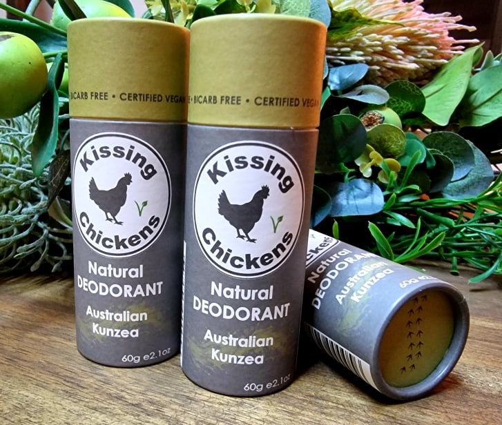 Kissing Chickens Natural Deodorant Tube 60g, Australian Kunzea Scent