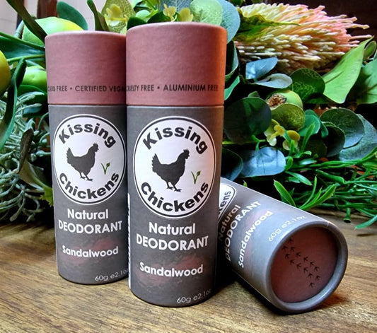 Kissing Chickens Natural Deodorant Tube 60g, Sandalwood Scent