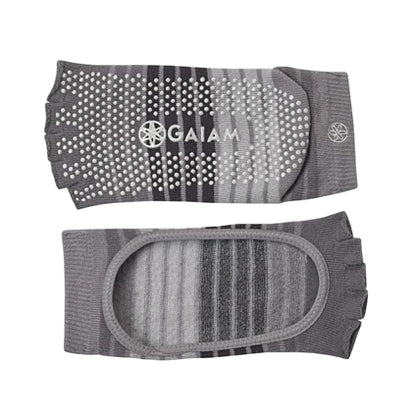 Gaiam Performance Yoga Socks Grippy Mary Jane, Toeless & Small - Medium Size