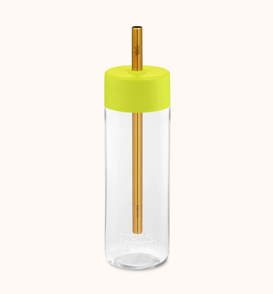 Frank Green Reusable Bottle with Jumbo Straw Lid 25oz (740ml), Neon Yellow