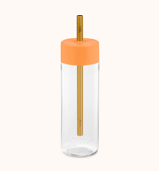 Frank Green Reusable Bottle with Jumbo Straw Lid 25oz (740ml), Neon Orange