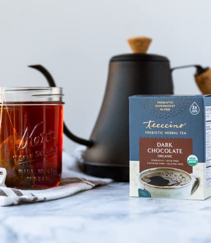 Teeccino Prebiotic Herbal Tea 10 Tea Bags, Dark Chocolate Flavour Caffeine-Free