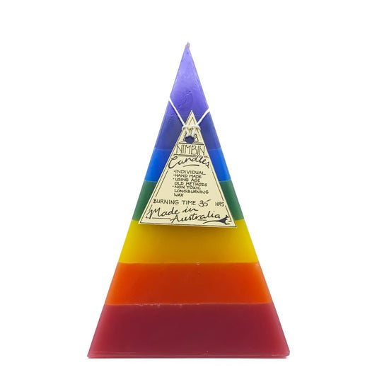Nimbin Candles 35 Hour Pyramid Candle, Rainbow