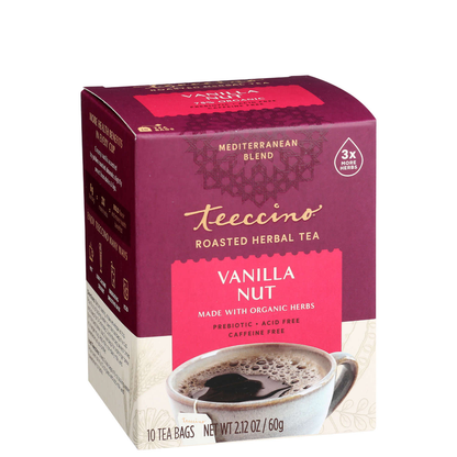 Teeccino Mediterranean Herbal Tea 10 Or 25 Tea Bags, Vanilla Nut Flavour Caffeine-Free