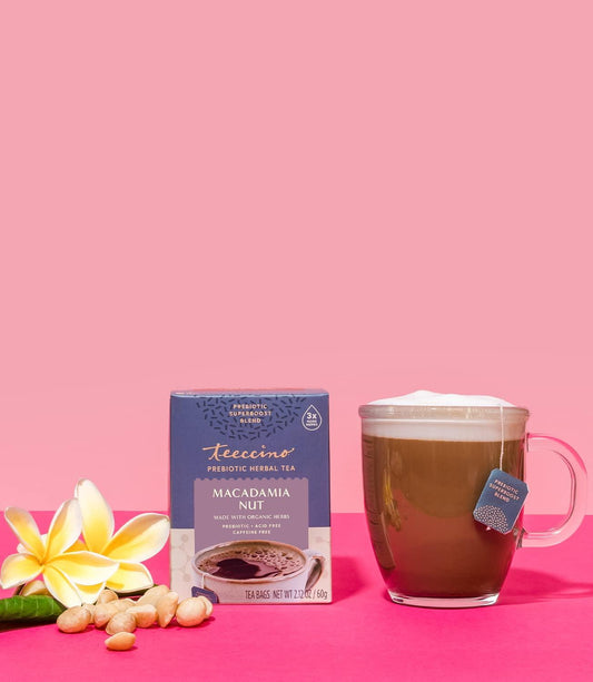 Teeccino Prebiotic Herbal Tea 10 Tea Bags, Macadamia Nut Flavour Caffeine-Free