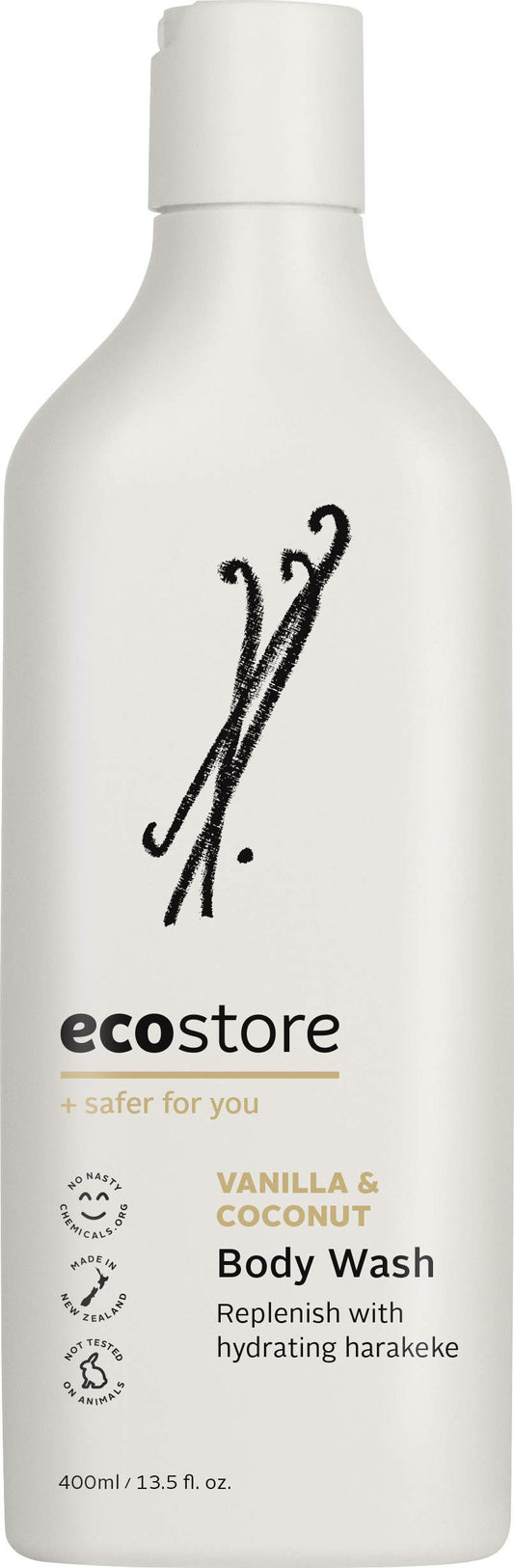 Ecostore Body Wash Replenishing & Hydrating 400ml, Vanilla & Coconut Fragrance