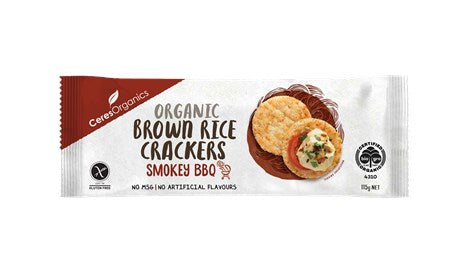 Ceres Organics Brown Rice Crackers 115g, Smokey BBQ Flavour