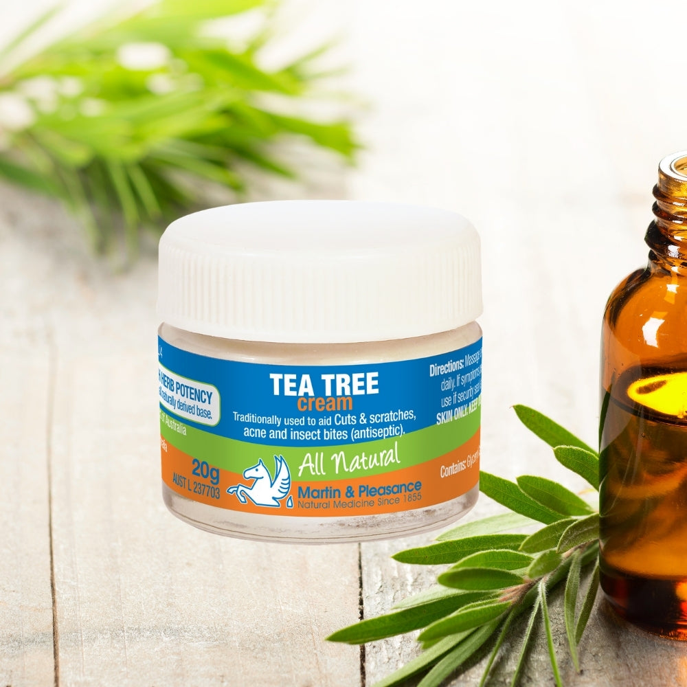 Martin & Pleasance All Natural Cream Tea Tree 20g Or 100g, Highly Potent Herbal Concentration To Aid Remedy