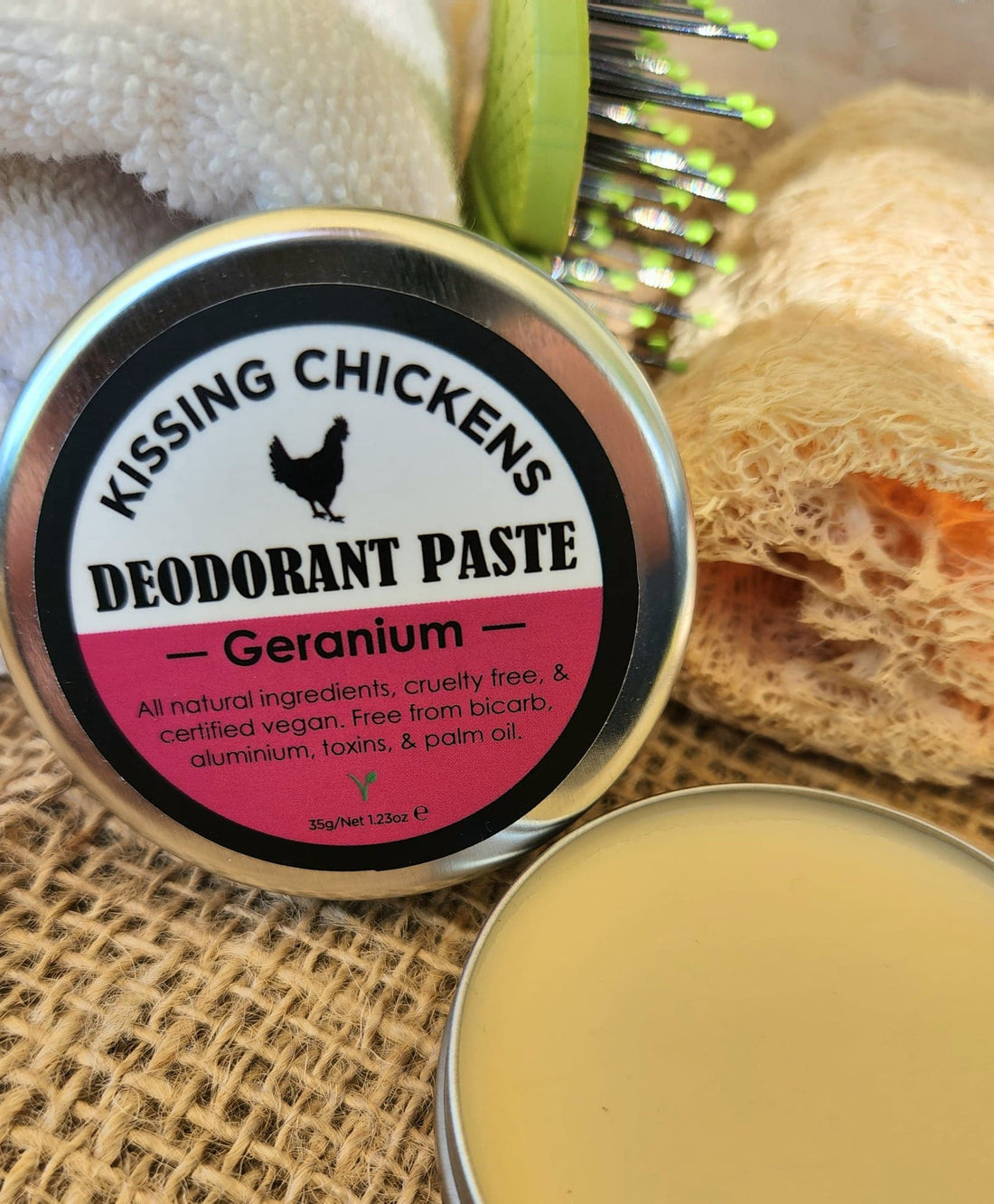 Kissing Chickens Deodorant Paste Tin 35g, Geranium Scent