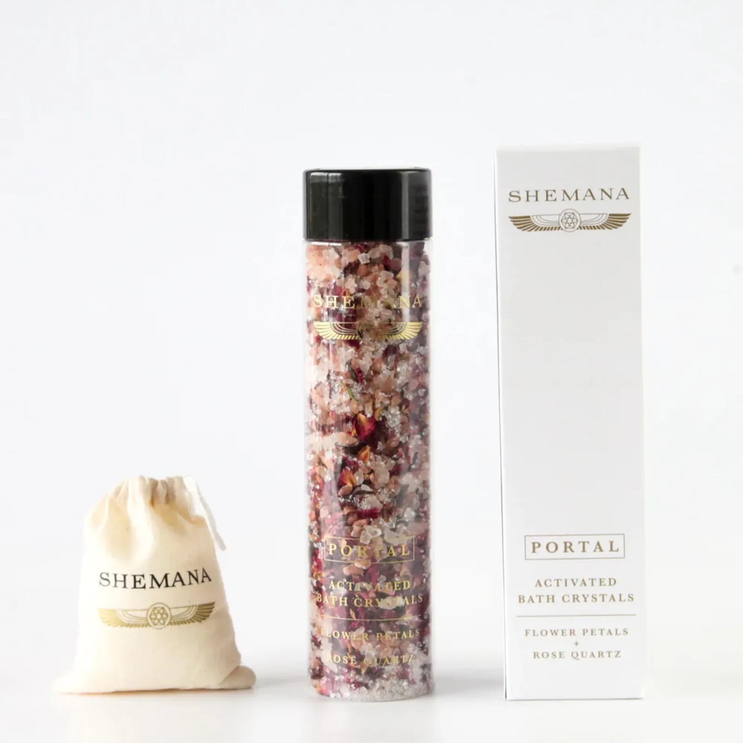 Shemana PORTAL - Rose Petals & Rose Quartz Bath Salts 300g, Activated Bath Crystals