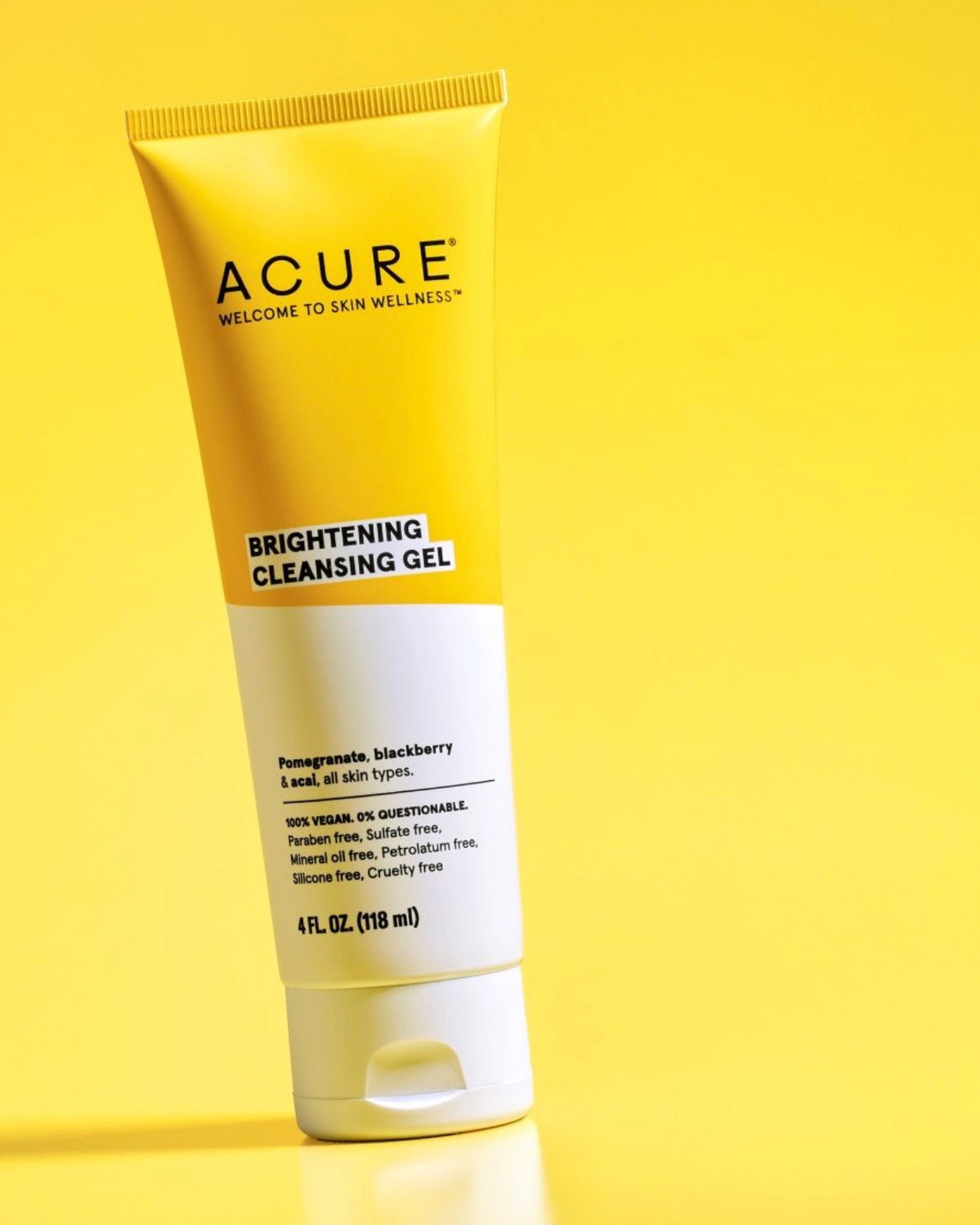 Acure Brightening Cleansing Gel 118ml, With Pomegranate, Blackberry & Acai For All Skin Types