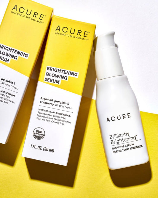Acure Brightening Glowing Serum 30ml, With Argan Oil, Pumpkin & Cranberry For All Skin Types.