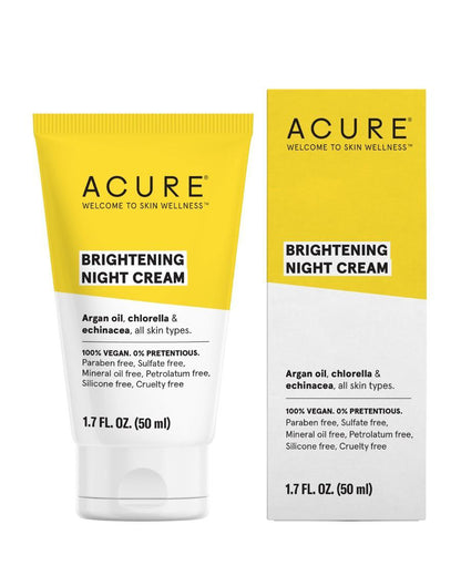 Acure Brightening Night Cream 50ml, Argan Oil, Chlorella & Echinacea For All Skin Types