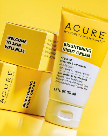 Acure Brightening Night Cream 50ml, Argan Oil, Chlorella & Echinacea For All Skin Types