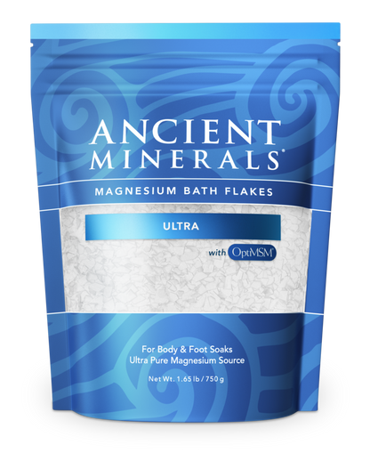 Ancient Minerals Magnesium Bath Flakes Ultra 750g, 2Kg Or 3.63Kg, Magnesium Chloride With MSM
