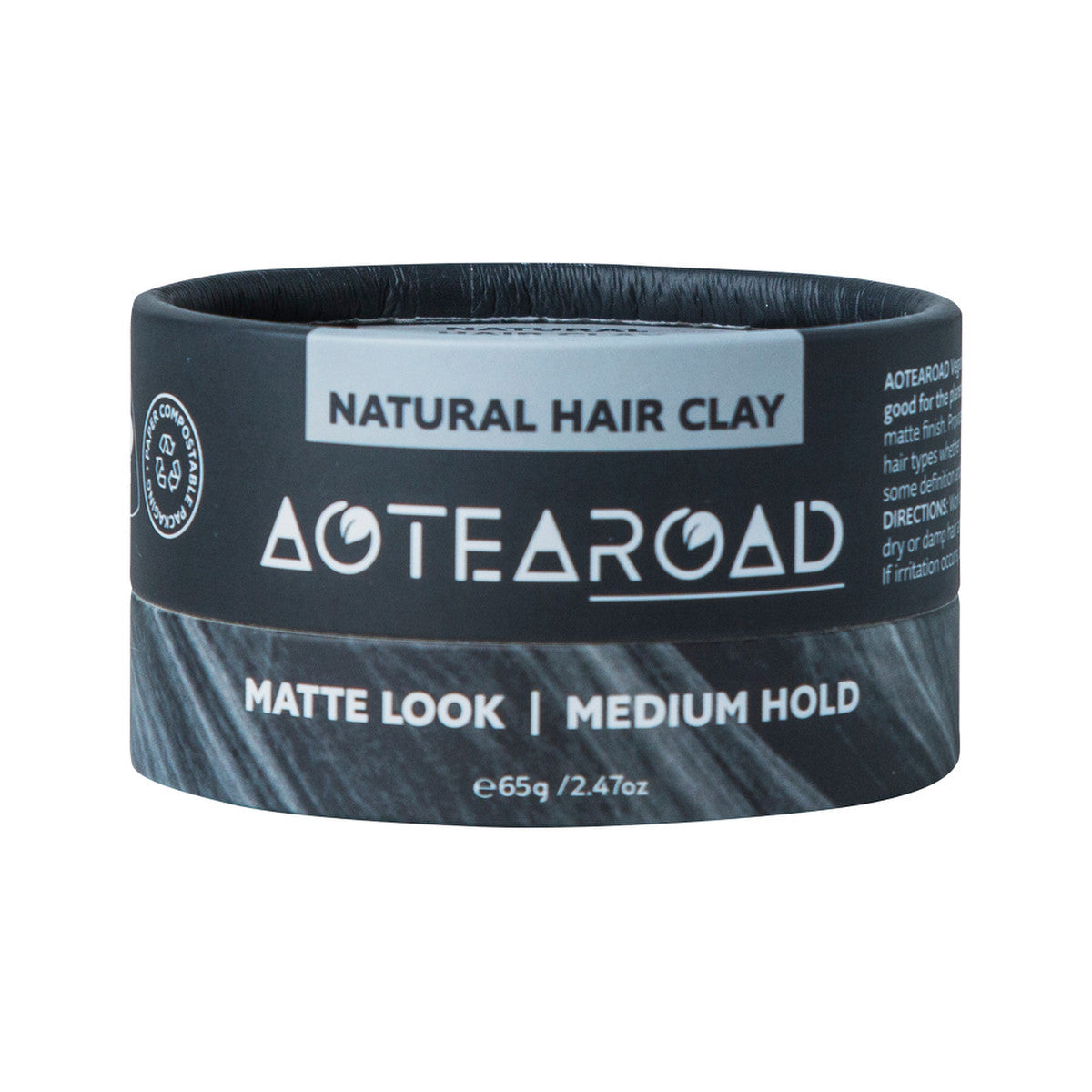Aotearoad Natural Hair Clay 65g, Medium Hold & Matte Look