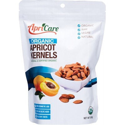 Apricare Apricot Kernels Raw 500g, Certified Organic