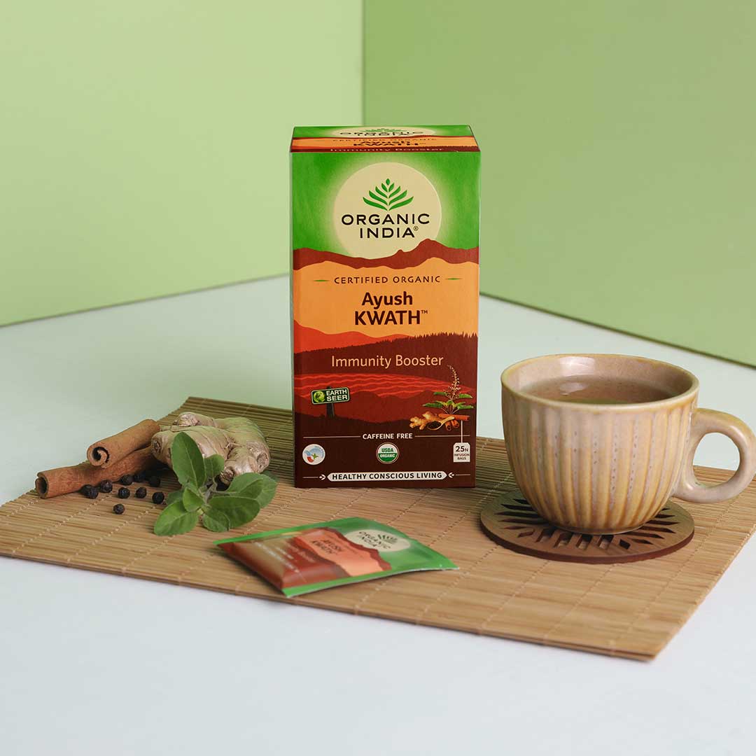 Organic India Wellness Tea Tulsi Ayush Kwath, 25 Herbal Tea Bags; Certified Organic Immunity Booster