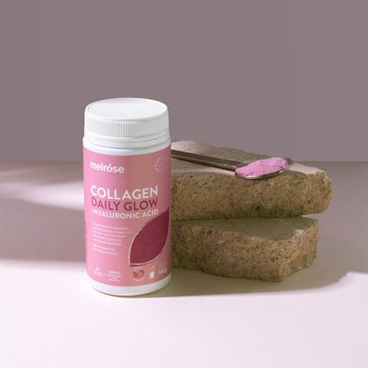 Melrose Organic Collagen Daily Glow & Hyaluronic Acid Instant Powder 14x5.5g Sachets Or 180g, Berry Flavour