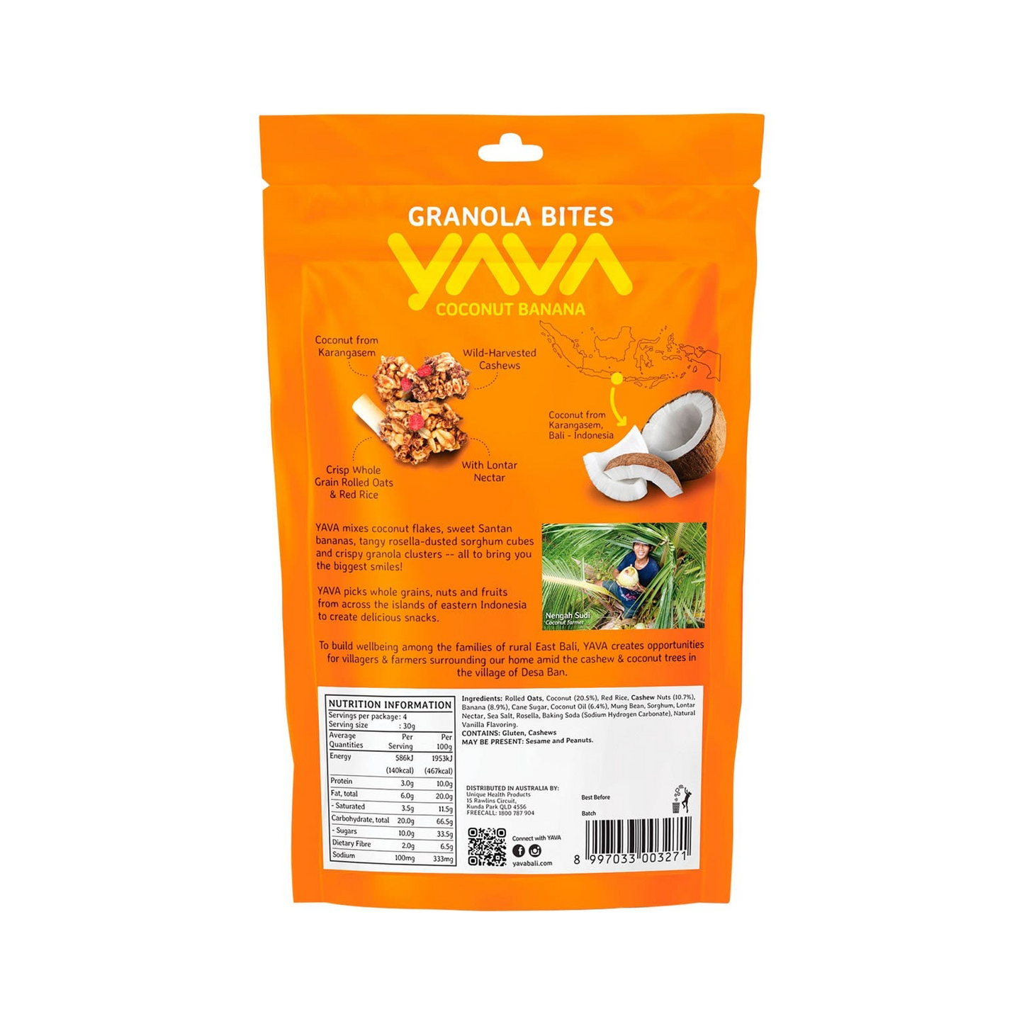 Yava Granola Bites 125g, Coconut Banana Flavour