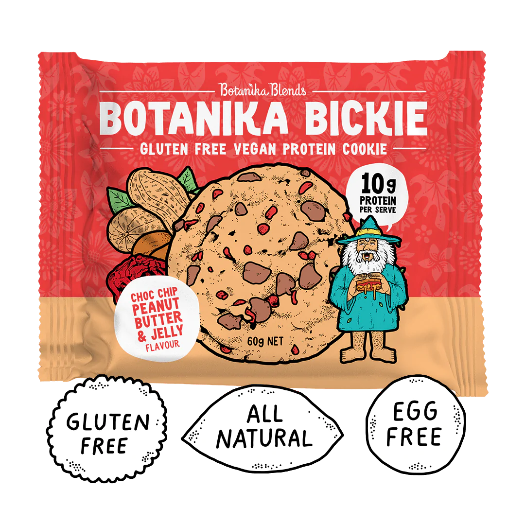 Botanika Blends Botanika Bickie Vegan Protein Cookie Single 60g Or A Box Of 12 X 60g, Peanut Butter & Jelly Flavour