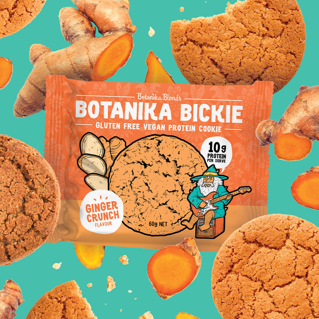 Botanika Blends Botanika Bickie Vegan Protein Cookie Single 60g Or A Box Of 12 X 60g, Ginger Crunch Flavour
