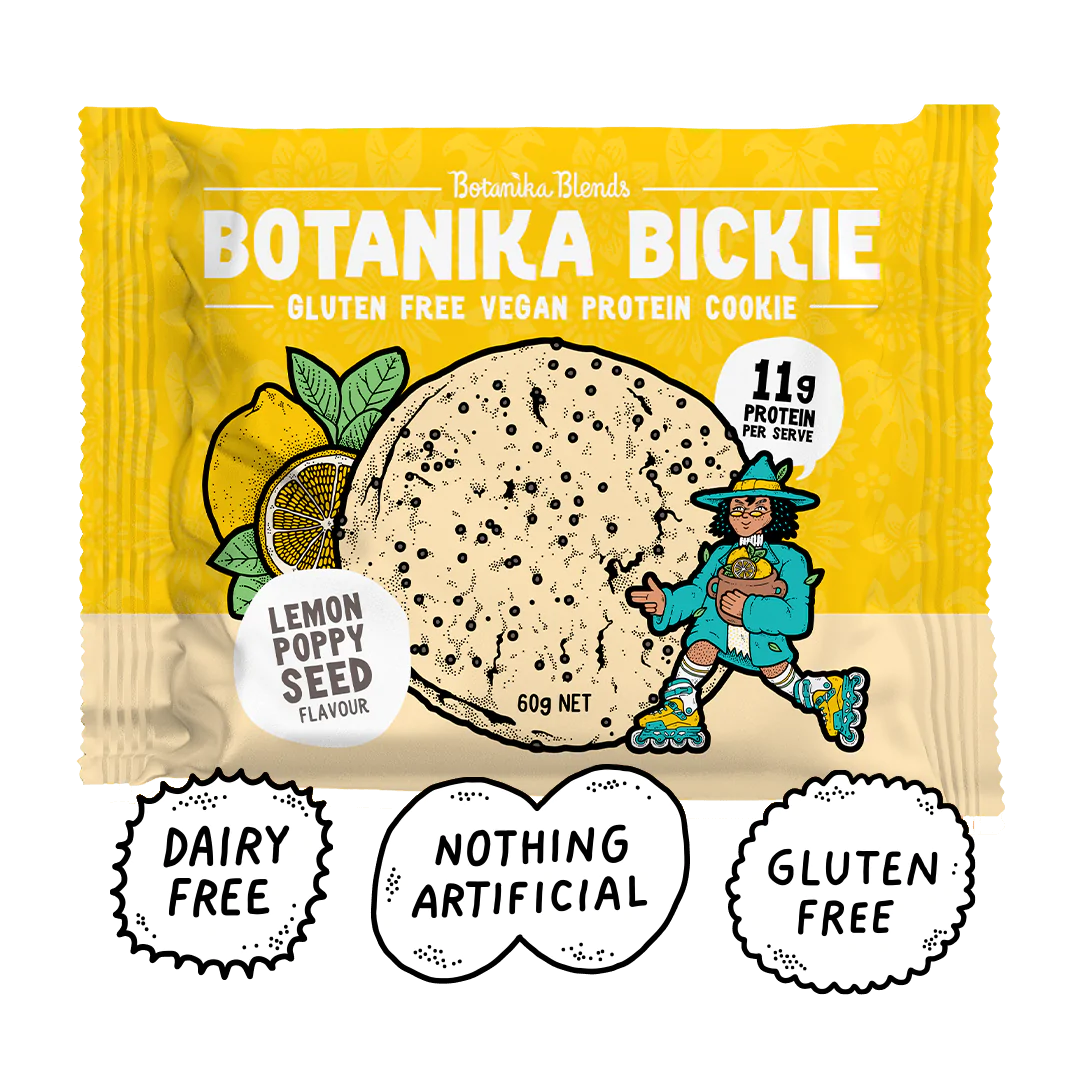 Botanika Blends Botanika Bickie Vegan Protein Cookie Single 60g Or A Box Of 12 X 60g, Lemon Poppyseed Flavour