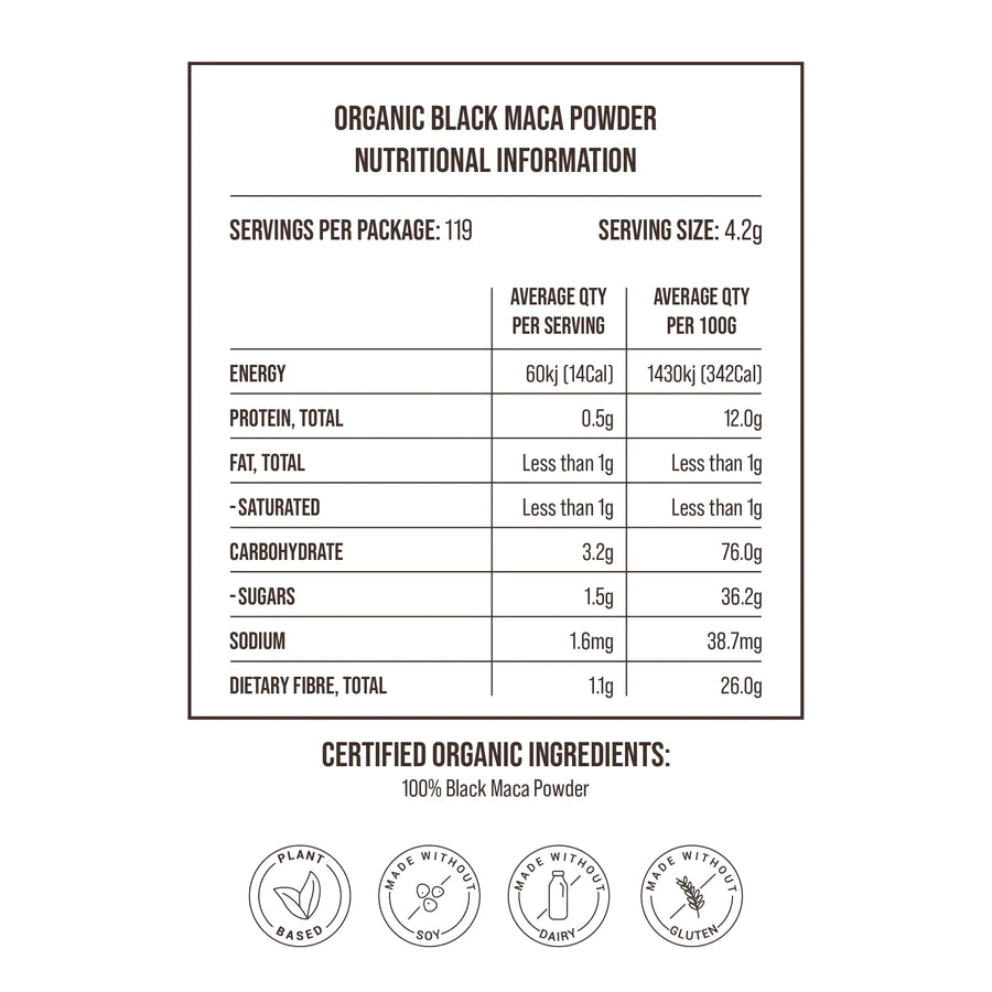 The Healthy Llama Black Maca Powder 300g, Certified Organic