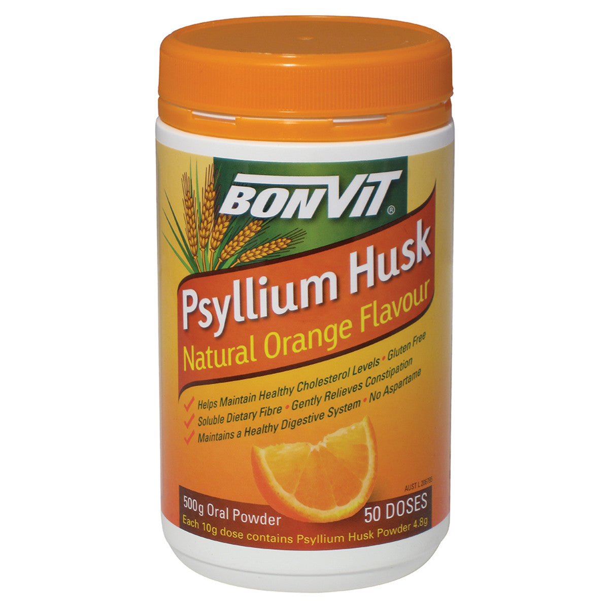Bonvit Psyllium Husk 50 Serves 500g, Natural Orange Flavour