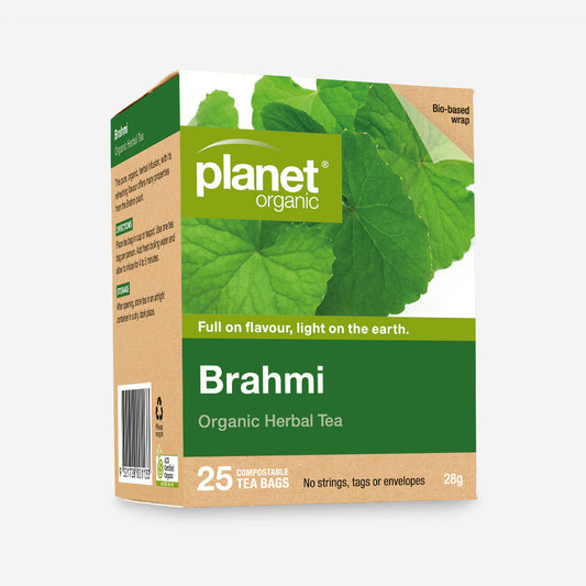 Planet Organic Herbal Tea 25 Tea Bags, Brahmi Blend; Reduce Stress & Boost Mental Clarity