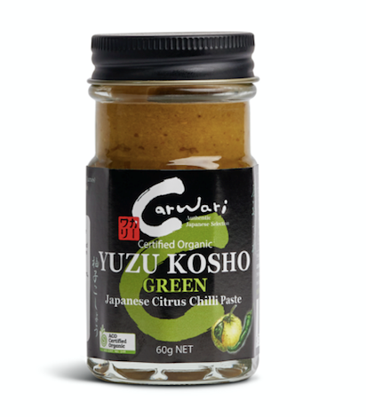 Carwari Yuzu Kosho (Japanese Citrus Chilli Paste) Green (Glass Jar) 60g, Certified Organic