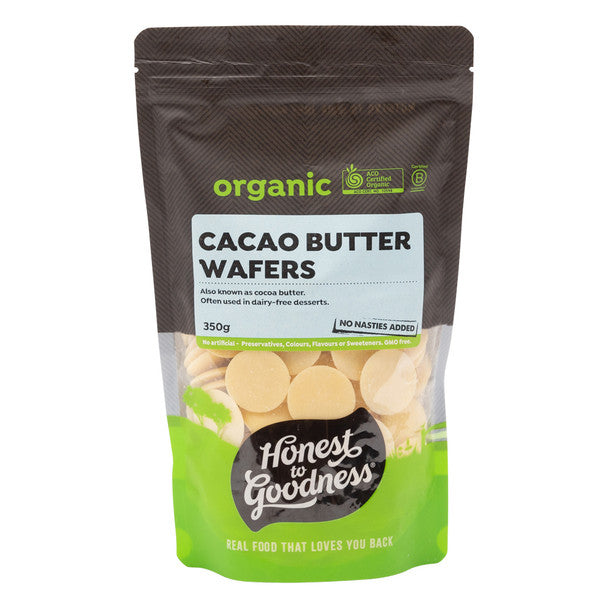 Honest To Goodness Cacao Butter Wafers 350g, Australian Certified Organic