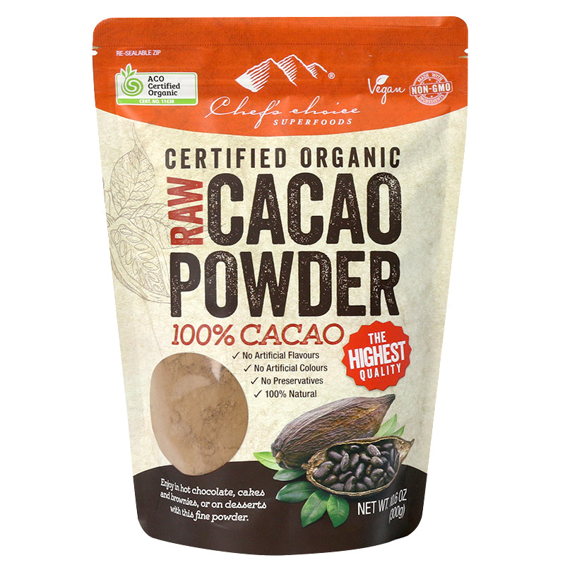 Chef's Choice Raw Organic Cacao Powder 300g, Certified Organic