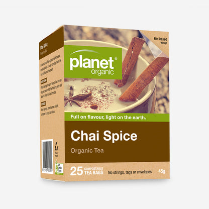 Planet Organic Herbal Tea 25 Or 50 Teabags, Chai Spice; A Lively Traditional Tea