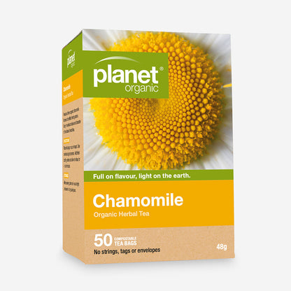 Planet Organic Herbal Tea 25 Or 50 Tea Bags, Chamomile; A Delicate Tasting Classic Herbal Tea