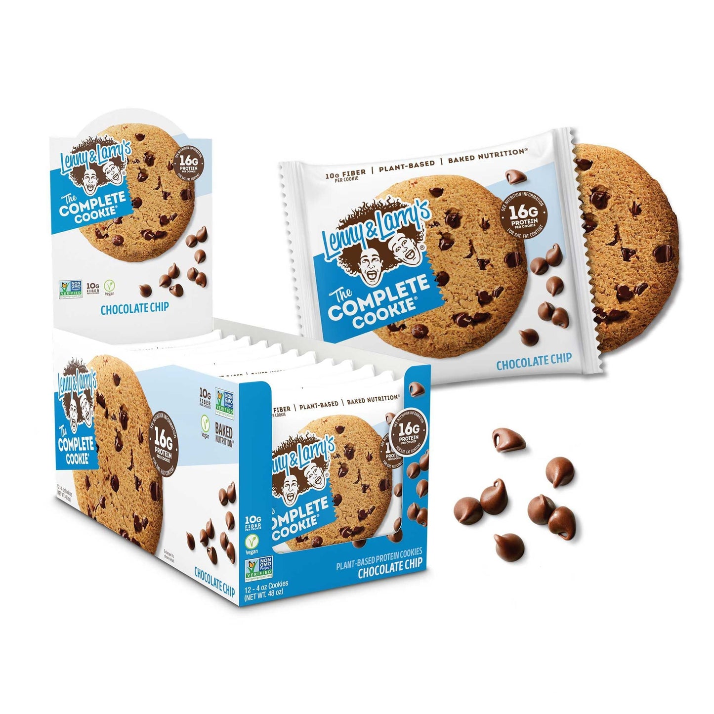 Lenny & Larry's The Complete Cookie, Single Cookie 113g Or A Box Of 12 Cookies, Chocolate Chip Flavour Vegan
