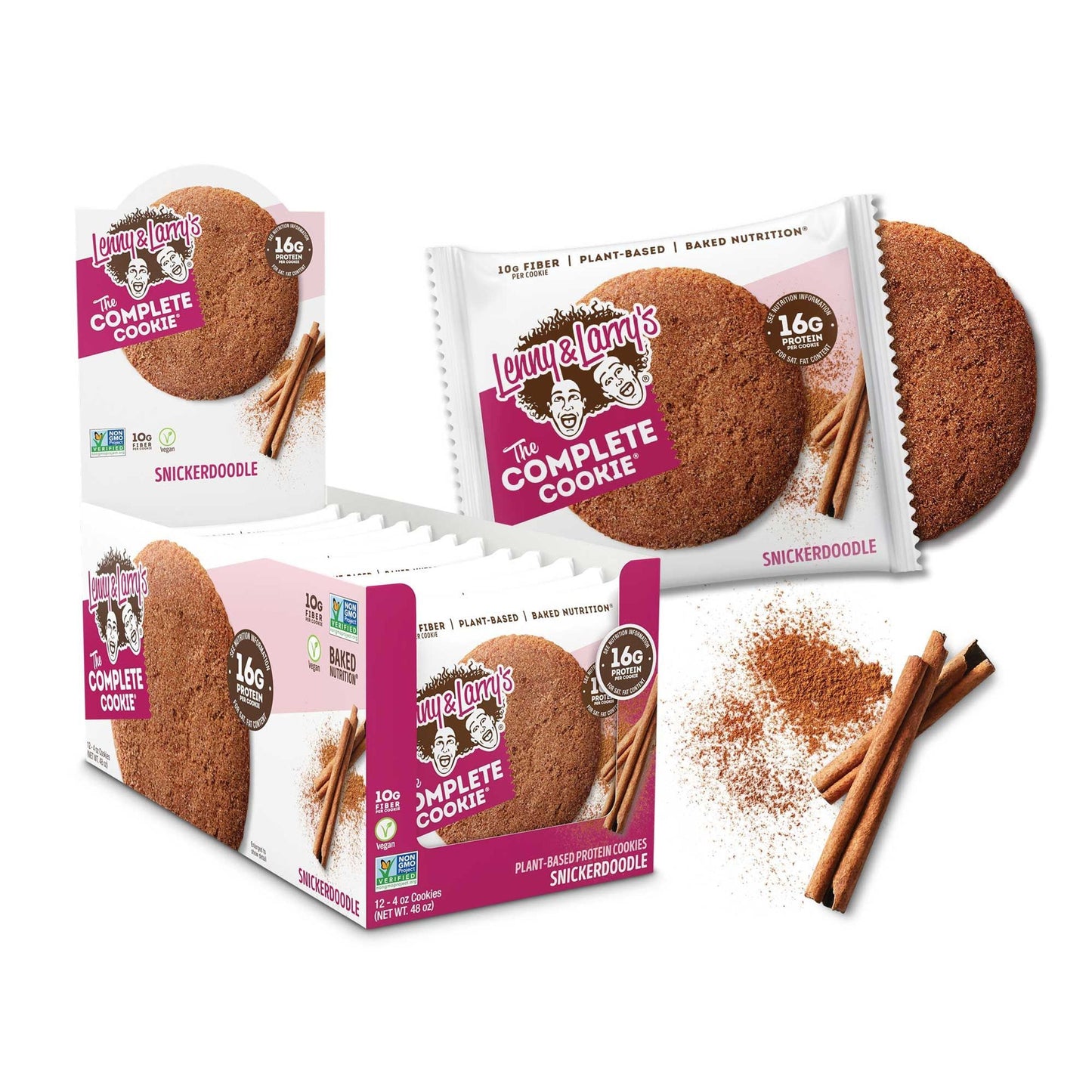 Lenny & Larry's The Complete Cookie, Single Cookie 113g Or A Box Of 12 Cookies, Snickerdoodle Flavour Vegan