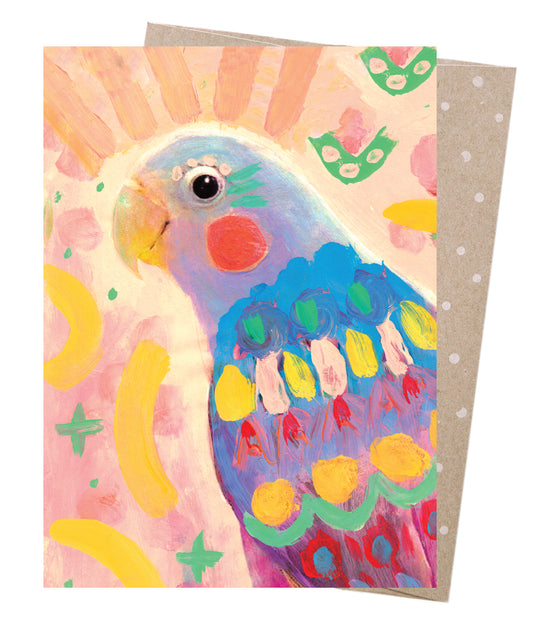 Earth Greetings Peachy Parrot Card, Amber Somerset Collection (Includes One Card & One Kraft Envelope)
