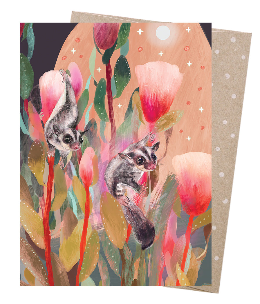 Earth Greetings Sugar Gliders Card, Amber Somerset Collection (Includes One Card & One Kraft Envelope)