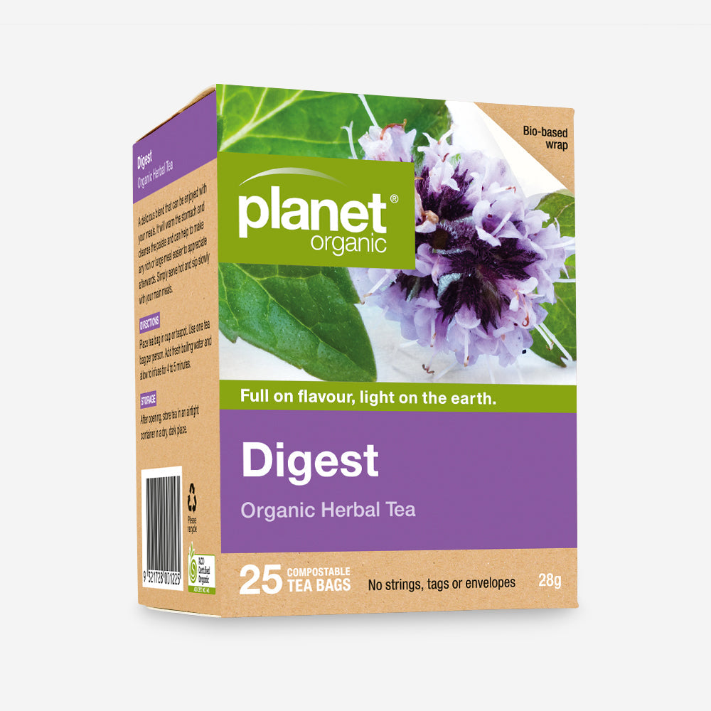 Planet Organic Herbal Tea 25 Tea Bags, Digest Blend; Warm Your Stomach & Cleanse Your Palate