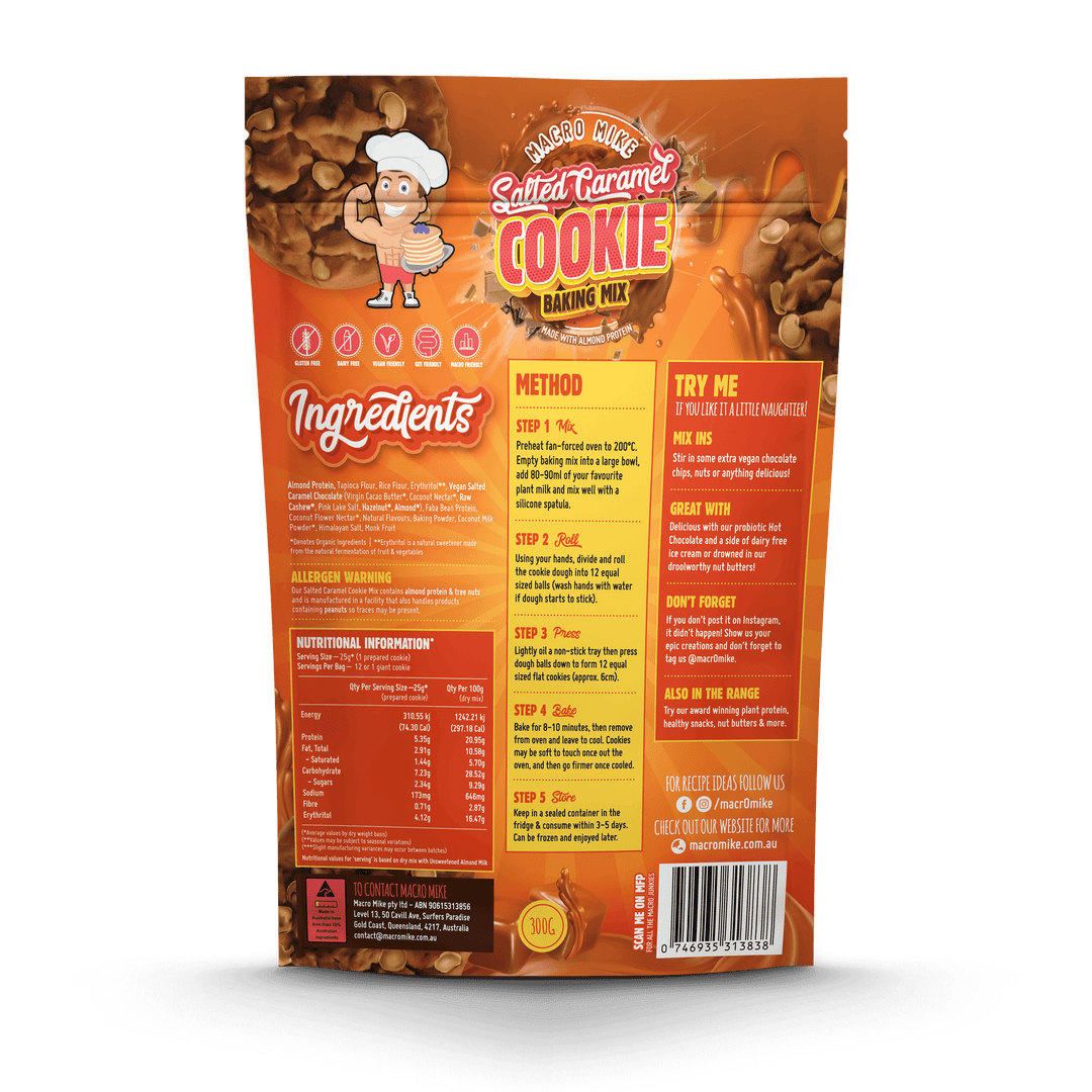 Macro Mike Almond Protein Cookie Baking Mix 300g, Salted Caramel Flavour