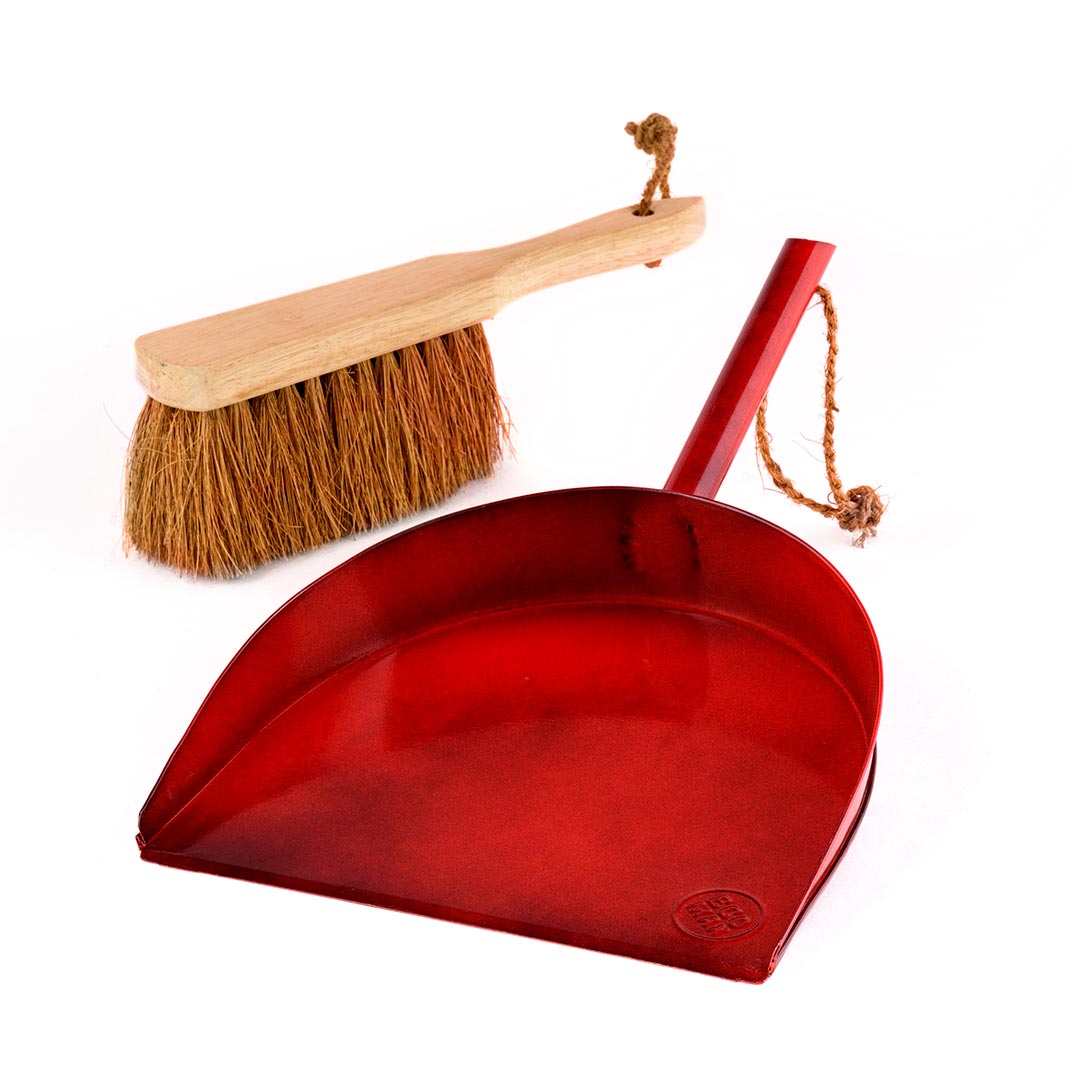 Eco Max Dustpan Red Galvanized Iron, 100% Natural & Plastic Free (Brush Not Included)