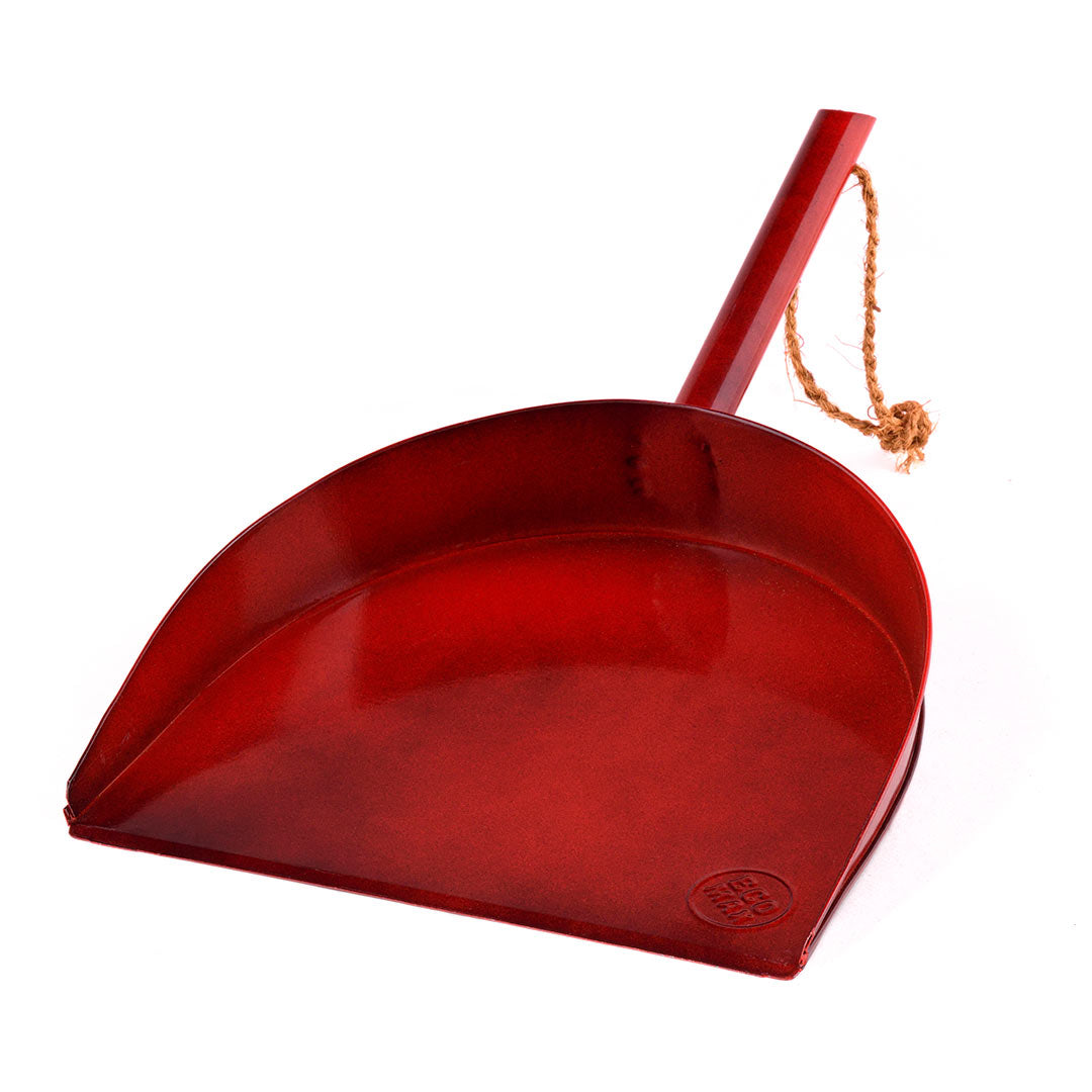 Eco Max Dustpan Red Galvanized Iron, 100% Natural & Plastic Free (Brush Not Included)