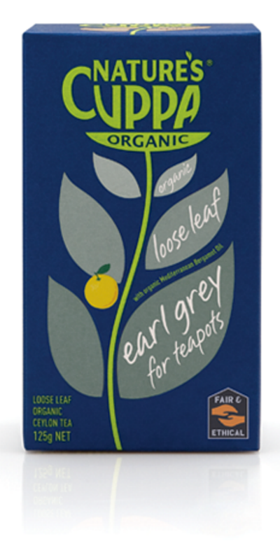 Nature's Cuppa Earl Grey Tea 125g Loose Leaf, Certified Organic With A Hint Of Mediterranean Bergamot Oil
