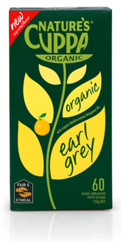 Nature's Cuppa Earl Grey 25 Or 60 Unbleached Teabags, Certified Organic