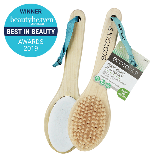 Eco Tools Bamboo Foot Brush & Pumice, Cleanse & Exfoliate Dry Feet