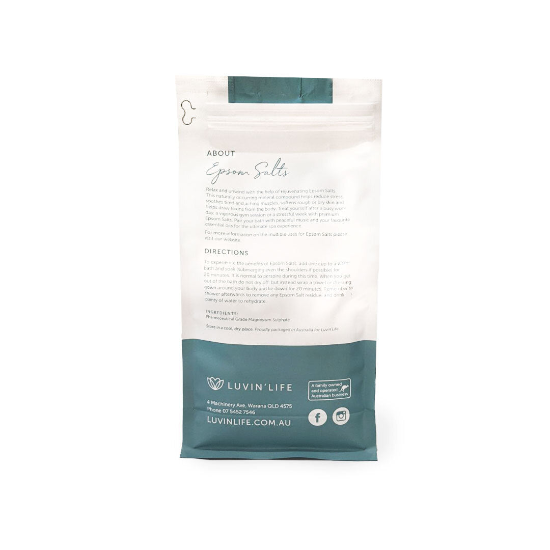 Luvin Life Epsom Salts Magnesium Sulphate 750g Or 1.25kg, Soothe Sore Muscles